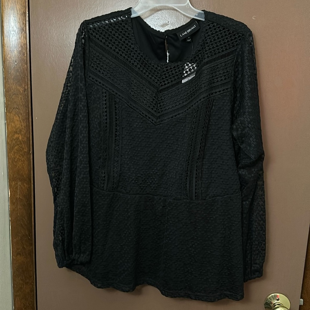 Lane Bryant black lace top.
